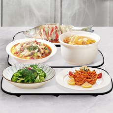 온열기 가열 식품 휴대용 트레이, 작은불 난로 도마 화이트 3조각(직사각), 1개