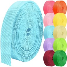 Grosun 폴리프로필렌 웨빙 2.5cm(1인치) 3.8cm(1.5인치) 5.1cm(2인치) 나일론 웨빙 튜브형 웨빙 5 10 25 50 90.5m(10인치) 웨빙 (형광 그, 라이트 블루