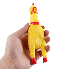 [바바펫] 강아지 소리나는 꼬끼오 엽기닭 장난감, 1개, 노랑