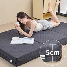 FANOBO탄탄한 지지력 3단 접이식 매트리스, 5cm, 푸른 색, 멀티싱글, 5cm