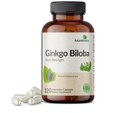 Futurebiotics Ginkgo Biloba 엑스트라 스트렝스 뇌 기능 및 기억력 지원 채식주의자 캡슐 120개, 1개