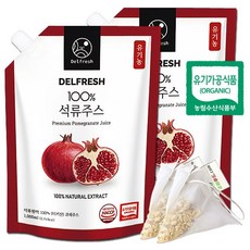 터키 산 유기농 석류즙 100 원액 유기가공식품 100% 석류 주스 파우치 석류원액100% + 슈퍼푸드.com 연자육 티백, 1L, 2세트