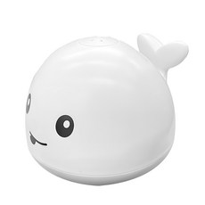 JoyBaby 嬰兒洗澡電動自動感應噴水球 寶寶浴室戲水玩具, 鯨魚白-F, 1個