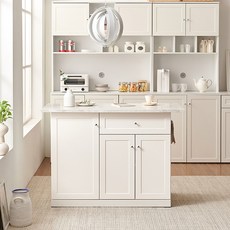 나무뜰 주방 렌지대 대리석 세라믹 아일랜드 식탁, 수납형 아일랜드식탁 MWC133C, 프레임(화이트)+상판(화이트대리석)