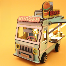 우드 조립 키트 입체 만들기 나무 퍼즐 미니어처 푸드트럭 어린이 키덜트 버거 모형 아이 diy 조립 키트