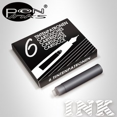 PEN-LINKS 歐規鋼筆專用卡式墨水管(6支/組)，書寫流暢，色彩飽和，適用多款歐規鋼筆，方便更換，經濟實惠, 1個, 黑 (6支 / 組), 黑