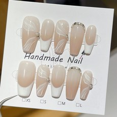 LCFNAIL STUDIO 純手工美甲 仙氣雲紗設計款, 1個, HNP064-長T-雲紗輕語-實拍圖,S碼