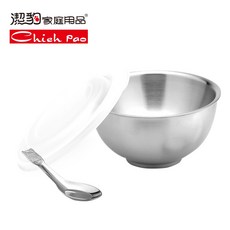 潔豹 康潔兒童碗組(附湯匙) 300CC【316不銹鋼 隔熱碗 雙層 飯碗】, 1個