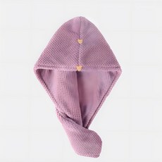 니즈플리 스펀지같은 흡수력 흡수력좋은수건 머리말리는수건 헤어타월 헤어터번 헤어드라이캡, 퍼플 ONE