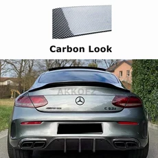 벤츠 W205 쿠페 C클래스 C63 AMG 카본 글로스 블랙 리어 스포일러 15-년 호환, PSM - 카본 룩