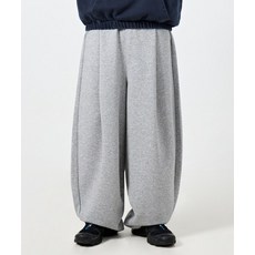 DIMITRI BLACK ASI 에센셜 원턱 커브드 벌룬 스웻 팬츠_멜란지