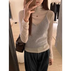 뷔스티에 레이어드 캐미솔 니트 탑 여성 모헤어 민소매 앙고라 조끼 7