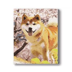 MANTO 台灣製造 大尺寸 DIY數字油畫 50x65cm 貓咪狗狗萌寵 初學者專用, 櫻見柴柴, 1套