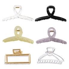 soosda 6種set盤髮夾子 扭結壓克力金屬髮夾