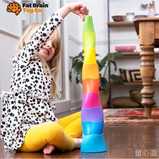 【FatBrain】轉轉升降塔 上窄下寬塔柱積木，培養大小序列概念，安全無毒材質, 1個