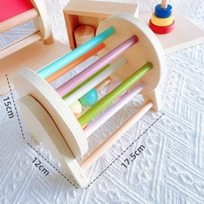 蒙氏木製彩虹滾動鼓，嬰幼兒早教玩具，實木安全無毒，激發聽覺視覺發展, 新彩虹滾動鼓, 1個