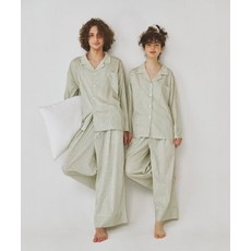 [오끼뜨] OGGITT (uni)도미토리 더블 티킹 스트라이프 파자마 그린