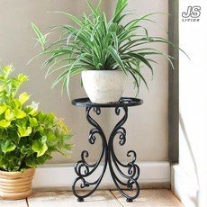 JS리빙 철제 다육이 화분 진열대 베란다 선반 낮은 거실 화분대 받침 다용도 정리대 침실 옥상 발코니 식물 받침대 33*33*33 [모델명: 77WU812 / BLACK COL], 라우 블랙 화분대