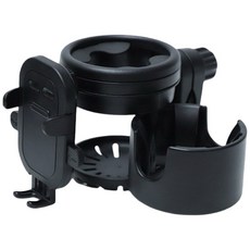 手推車杯架 嬰兒車杯架 推車杯架 水杯架 奶瓶架 杯架 嬰兒車手機架 手機架 多功能杯架 三合一杯架, 曜黑, 1個