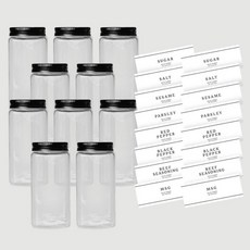 사각 양념통(블랙캡) 500ml x10개+(라벨지8종x2개), 1개