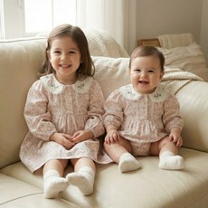 로이앤한나 로지 여아 여자아기 꽃무늬 슈트 원피스 자매커플룩 자매룩