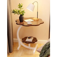 침대협탁 원형 우드 사이드 테이블 소형, 1개, 이중 실크 블랙 고무 블랙 조립