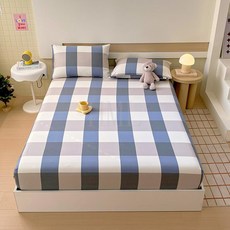 全棉老粗布牀上用品牀笠批發, 177019方塊,牀笠120*200cm