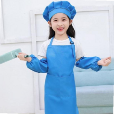단체앞치마 어린이 키즈 유치원 방수 앞치마 요리사 모자 세트