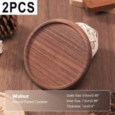2PCS 나무 매트 내구성 내열성 패드 호두 그릇 커피 주전자 라운드, No Engr ing Blank, Style 5 Walnut