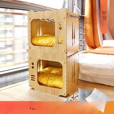 밀폐형 고양이 해먹 클라이밍 침대 다기능 대형 집 동물 강아지 사계절용 반밀폐형 원목, 1개, B_나무무늬 사각구멍 2개