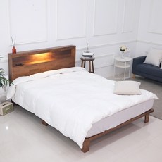 아르볼가구 엘렌 참죽원목 LED조명 평상형 침대프레임, 침대프레임_독립매트포함