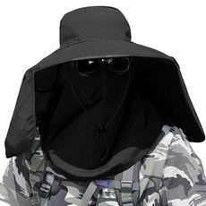 등산 낚시 캠핑 자외선차단 사파리 모자, 블랙