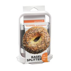 prepara 貝果切片器，安全不鏽鋼刀片，輕鬆分切貝果，廚房烘焙好幫手, 白, 1個