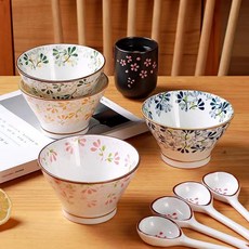EISEN HOME 일본식 도자기 삿갓 그릇 밥 그릇 창의적인 가정용 식기 세트, 1개