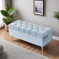 수납 벤치 스툴 2인용 화장대 현관 서랍 거실 패브릭, 6. 회색 파랑