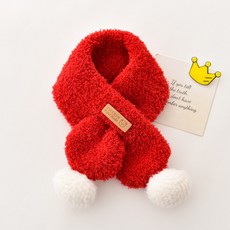 목도리 겨울 보온 머플러 남아 여아 귀여운 쿠션 넥워머, 레드