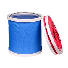 접이식 물통 휴대용 다용도 캠핑용 물통 낚시 미술 세차물통 걸레통 손잡이 멀티 바스켓 양동이 버킷 청소 텃밭 세차버킷 자바라식 청소통, 블루, 9L