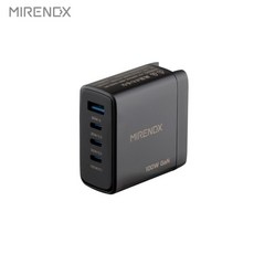 MIRENEX 100W GaN充電器 多口快充 氮化鎵技術 輕巧便攜, 黑色, 1個, 約 62x61x30 mm