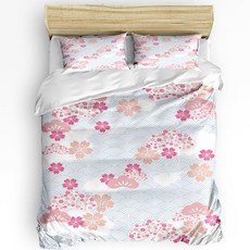 벚꽃 침대시트고정밴드 꽃 이불 커버 침대 침구 세트 가정용 커버 베갯잇 침실 세트 시트 없음