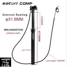 SATORI 텔레스코픽 시트 여행용 스포이드 31 6MM DH AM 자전거 외부 30 FR 산악 150MM XC 125MM 9MM 내부, external 31 6x475mm