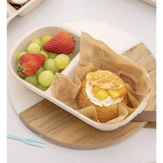 펄프 2칸 일회용 도시락 용기 (펄프 도시락 뚜껑세트) (850ml), 1세트, 10개
