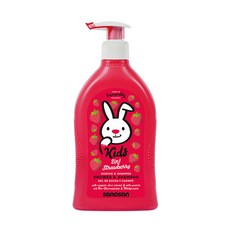 sanosan 珊諾 兒童2合1洗髮沐浴露 400ml 寶寶溫和洗淨 呵護肌膚, 1個, 草莓香 洗髮沐浴露 到2027.05月, 500L