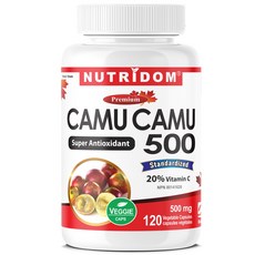 캐나다 뉴트리돔 카무카무 500 천연비타민C camu camu 열매 분말 가루 120식물성캡슐, 1개, 120정