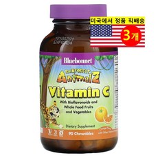 Bluebonnet Nutrition 블루보넷 뉴트리션 어린이용 비타민 C 250mg 오렌지 맛 츄어블, 3개, 90정