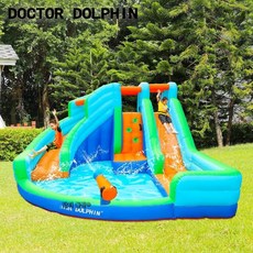 실내 가정용 홈 에어바운스 놀이터 미끄럼틀 수영장 워터슬라이드, 더블 슬라이드 (길이 390  폭 350  높이 210