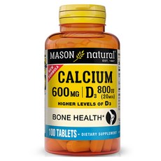 Mason Naturals 鈣 600mg D3 800IU 錠, 1個, 100錠