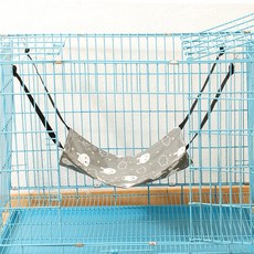 加絨貓吊牀掛式可調節寵物貓咪吊窩倉鼠龍貓鐵籠吊牀加厚寵物用品, 1個, 兔子灰色(四季款)