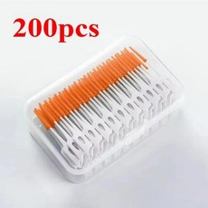 치실 위생용 실리콘 치간 칫솔 이쑤시개 치아 미용 건강 청소용품, 1개, 6. C623-Orange-200pcs