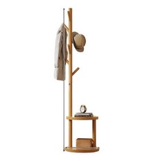 스탠드 옷걸이 원목 가정용 침실 거실 현관 옷 보관, 소나무 원목 스탠드 및 후크고정형 -흰색