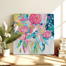 컬러풀 플로럴 모먼트 꽃그림 일러스트 카페 인테리어 플랜테리어 그림액자 14종 01-07 거실 현관액자 아이방 집들이선물, 03.썸머핑크플로럴